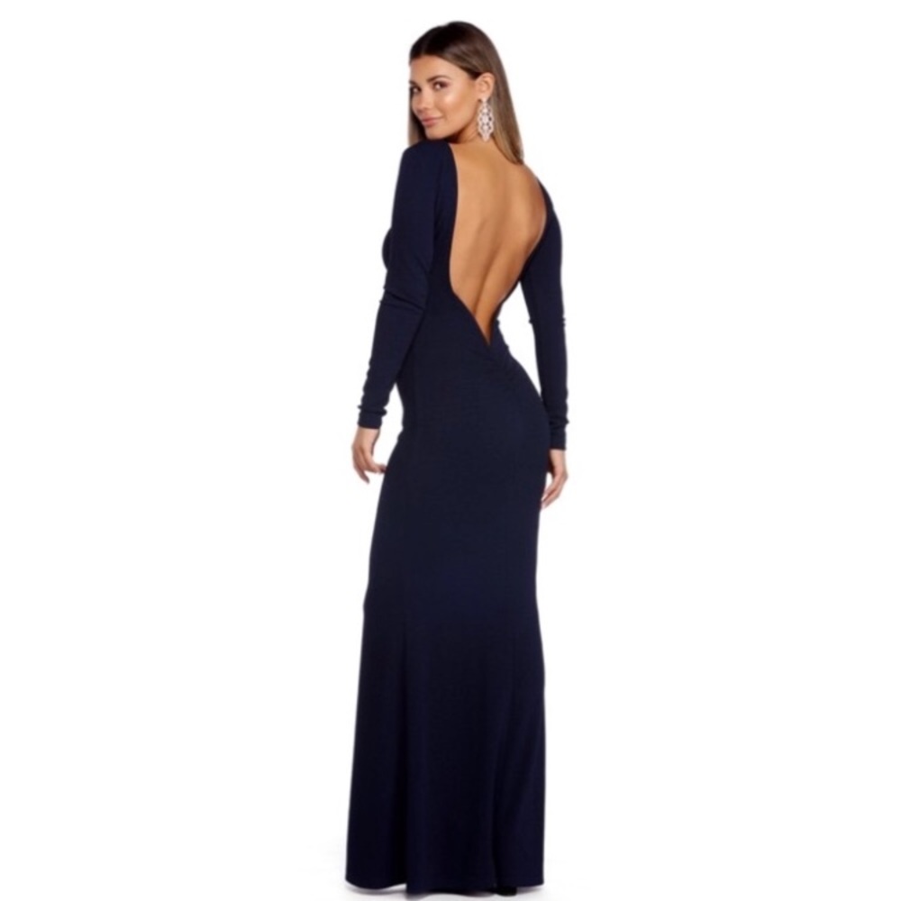 Black backless formal dress floor length